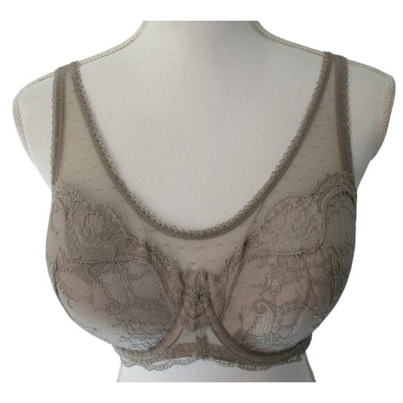 Victoria's Secret Dream Angels Tan Lace Lined Demi Bra Size 36D - Picture 1 of 5